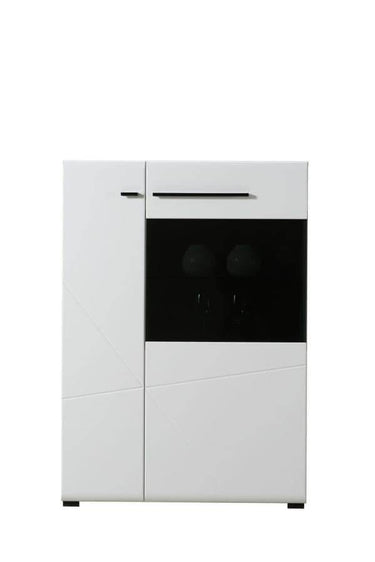 Terrento White High Gloss Display Cabinet: Modern Storage with Six Shelves and Two Doors - UK Luxury Furniture